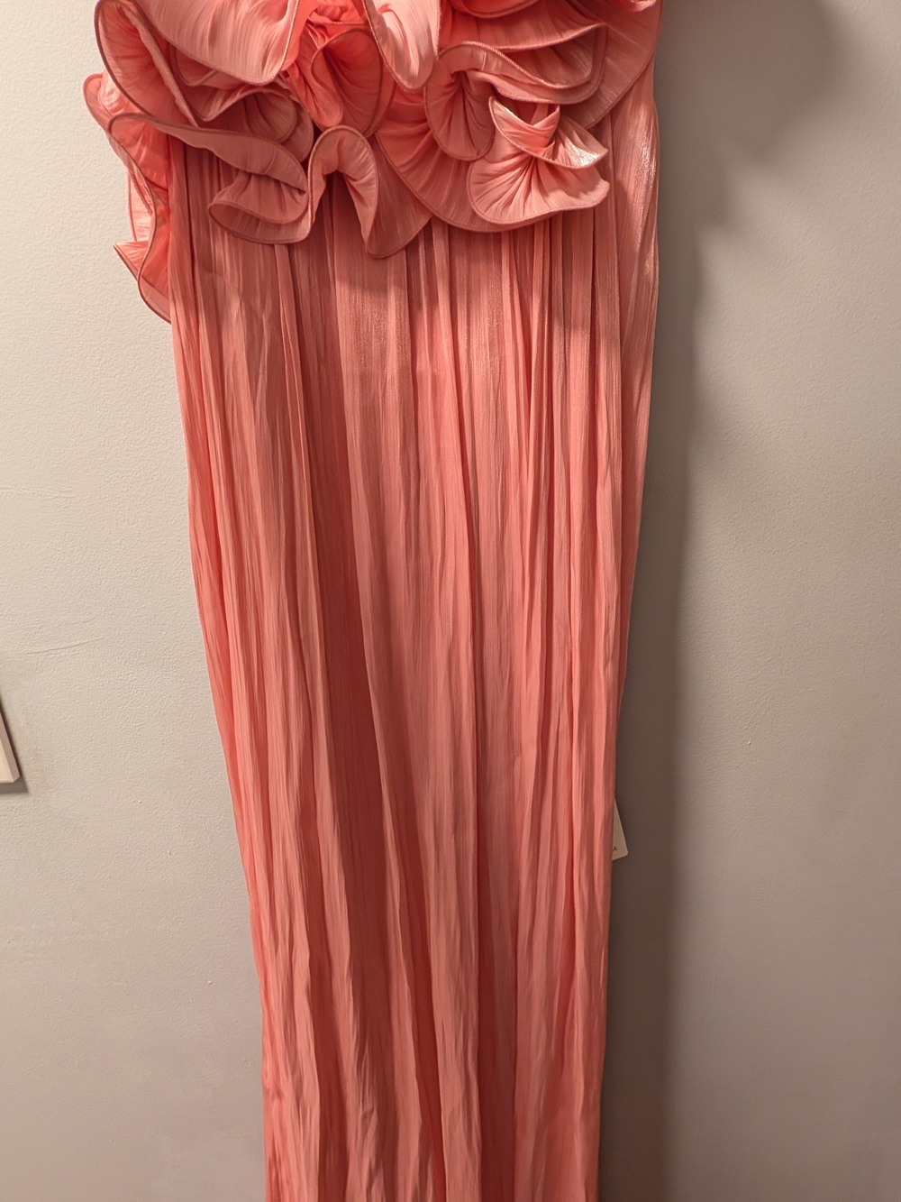Costarellos Lurex Georgette Col. Cherry  Blossom Pink Ruffle Strap Dress Size 34 - Picture 3 of 4